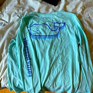 Vineyard Vines Long Sleeve Teal Whale Shirt XL